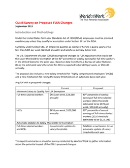 Quick Survey on Proposed FLSA Changes September 2015