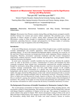 Research on Missionaries' Astronomic Translations and Its Significance