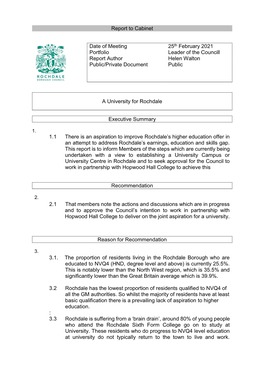 A University for Rochdale PDF 150 KB