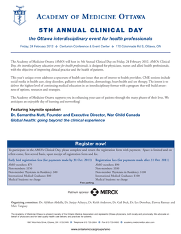5TH ANNUAL CLINICAL DAY the Ottawa Interdisciplinary Event for Health Professionals