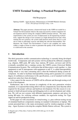 UMTS Terminal Testing: a Practical Perspective