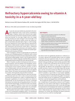 Refractory Hypercalcemia Owing to Vitamin a Toxicity in a 4-Year-Old Boy