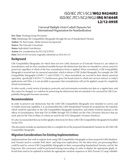 Stabilizing CJK Compatibility Ideographs Through the Use of Standardized Variants Author: Dr