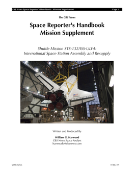 Space Reporter's Handbook Mission Supplement Shuttle Mission STS