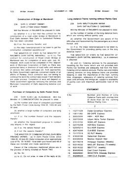 Long Distance Trains Running Without Pantry Cars STATEMENT