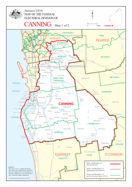 Map of the Federal Electoral Division of Canning (January 2016)