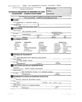 National Register of Historic Places Inventory -- Nomination Form