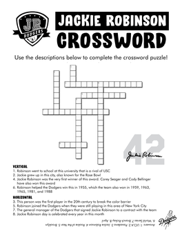 Jackie Robinson Crossword Puzzle