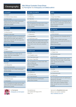 IBA Official Cocktails Cheat Sheet by Flamingfook Via Cheatography.Com/29822/Cs/8816