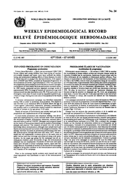 Weekly Epidemiological Record Relevé Épidémiologique Hebdomadaire