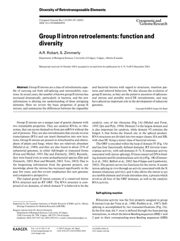 Group II Intron Retroelements: Function and Diversity