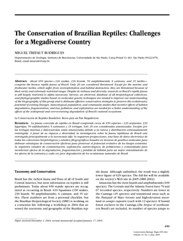 The Conservation of Brazilian Reptiles: Challenges for a Megadiverse Country