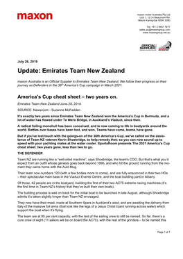 Update: Emirates Team New Zealand