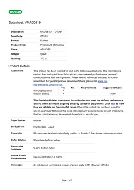 Datasheet: VMA00919 Product Details