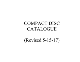Compact Disc Catalogue