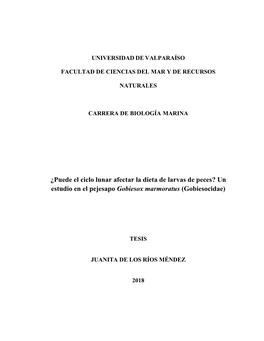 ¿Puede El Ciclo Lunar Afectar La Dieta De Larvas De Peces? Un Estudio En El Pejesapo Gobiesox Marmoratus (Gobiesocidae)