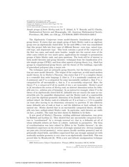 Simple Groups of Finite Morley Rank, by T. Altinel, A. V. Borovik, and G