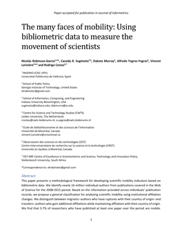 The Many Faces of Mobility: Using Bibliometric Data to Measure the Movement of Scientists