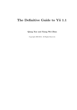 The Definitive Guide to Yii