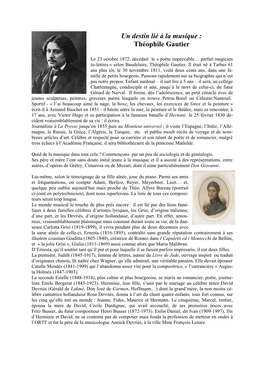 Un Destin Lié À La Musique, Théophile Gautier