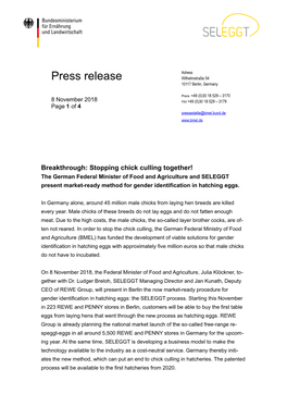 Press Release Wilhelmstraße 54 10117 Berlin, Germany