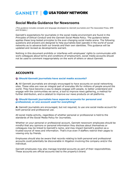 Social Media Guidance for Newsrooms