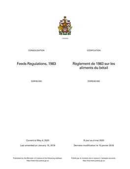 Feeds Regulations, 1983 Règlement De 1983 Sur Les Aliments Du Bétail