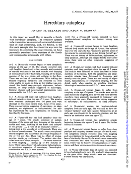 Hereditary Cataplexy