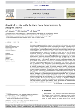 Genetic Diversity in the Lusitano Horse Breed Assessed by Pedigree Analysis