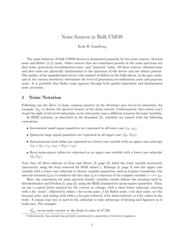 Noise Sources in Bulk CMOS