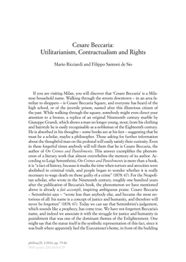 Cesare Beccaria: Utilitarianism, Contractualism and Rights