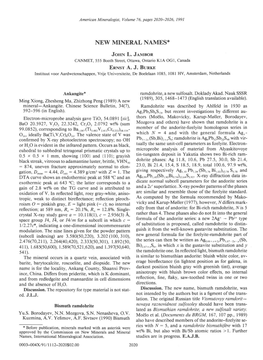 NEW MINERAL NAMES* Jorrn L. Hvrnon Ennsr A. J. Bunxn