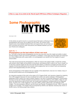 Some Photographic Myths Article