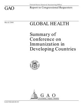 GAO GLOBAL HEALTH Summary of Conference on Immunization In