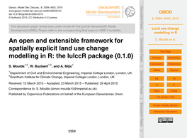 Land Use Change Modelling in R