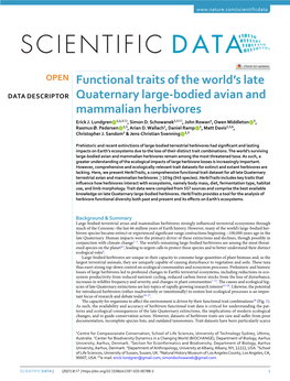 Functional Traits of the World's Late Quaternary Large-Bodied Avian And