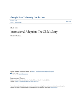 International Adoption: the Child's Story, 24 Ga