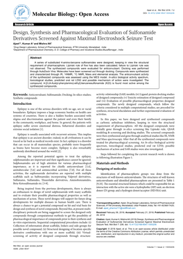 Design, Synthesis and Pharmacological Evaluation Of