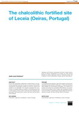 The Chalcolithic Fortified Site of Leceia (Oeiras, Portugal)