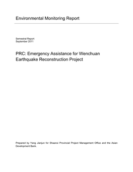 PRC: Emergency Assistance for Wenchuan Earthquake Reconstruction Project