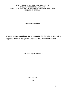 Conhecimento Ecológico Local, Tomada De Decisão E Dinâmica Espacial Da Frota Pesqueira Artesanal Da Amazônia Central