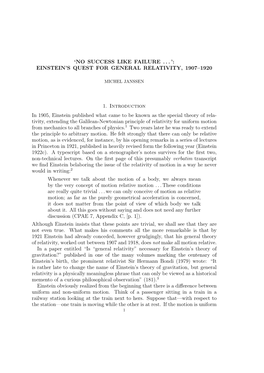 Einstein's Quest for General Relativity