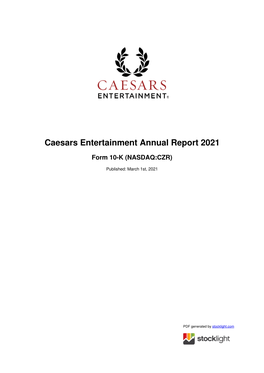 Caesars Entertainment Annual Report 2021