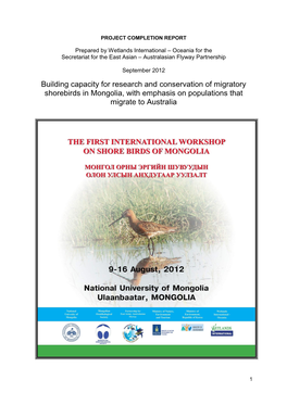 Building Capacity for Research and Conservation of Migratory Shorebirds in Mongolia, with Emphasis on Populations That Migrate to Australia