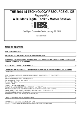 THE 2014-15 TECHNOLOGY RESOURCE GUIDE a Builder's