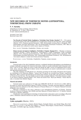 New Records of Tortricid Moths (Lepidoptera, Tortricidae) from Ukraine