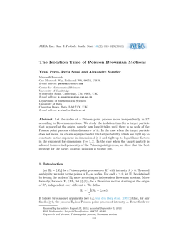 The Isolation Time of Poisson Brownian Motions