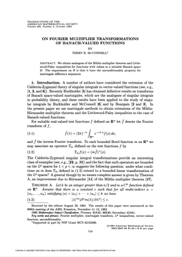 On Fourier Multiplier Transformations of Banach-Valued Functions by Terry R