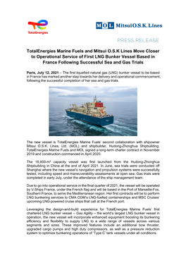Totalenergies Marine Fuels and Mitsui O.S.K Lines Move Closer To