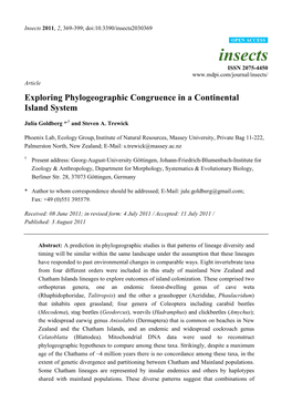 Exploring Phylogeographic Congruence in a Continental Island System